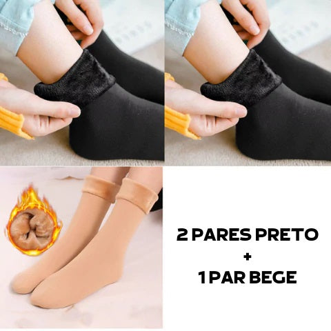 [3 Pares] Meias Térmicas - Thermo - Tamanho Único 34 a 42